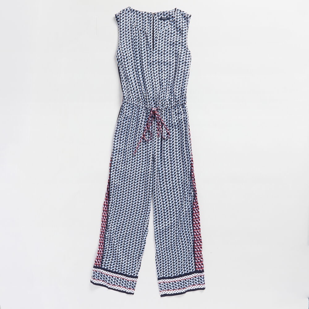 Nautica Colorblock Geo Print Jumpsuit, Red/White/Blue, Sz L.